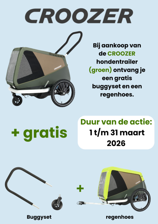 maart Actie CROOZER Hondentrailer + 2 gratis accessoires maart Actie CROOZER Hondentrailer + 2 gratis accessoires