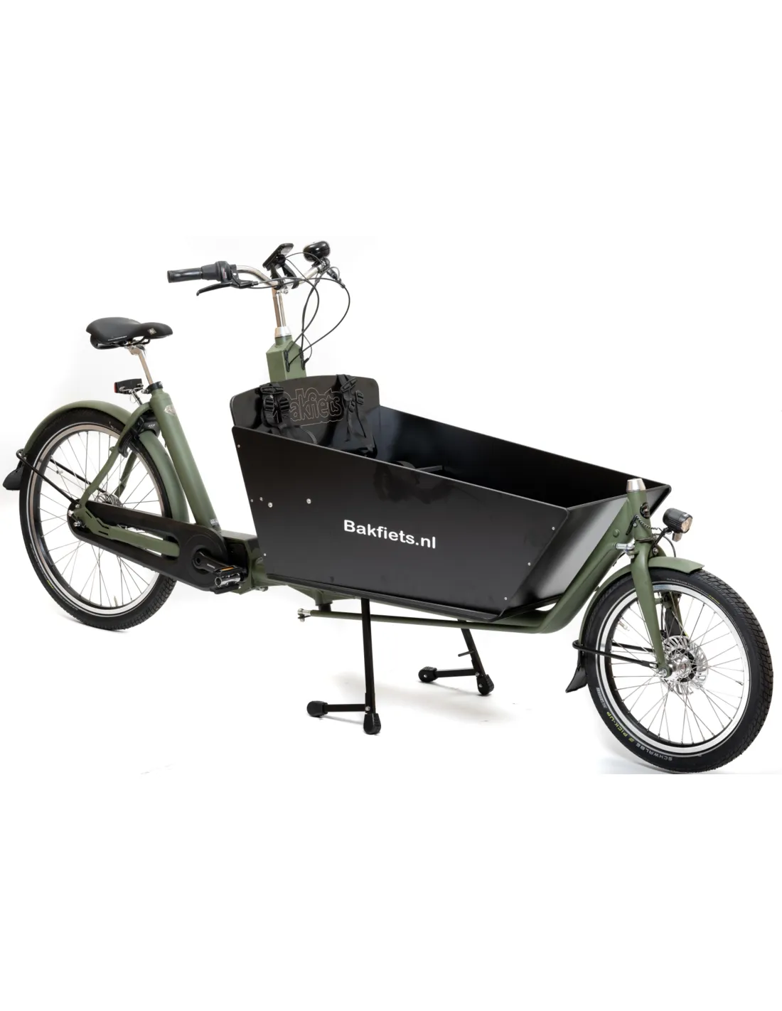 bakfietsnl-cargobike-cruiser-long-steps-400wh-nn7-rollerbrakes-mat-leger-groen-met-zwarte-bak